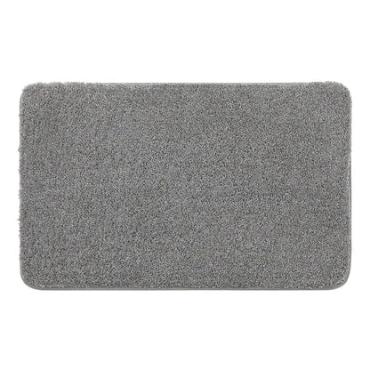 Grey rectangular bathmat on a white background