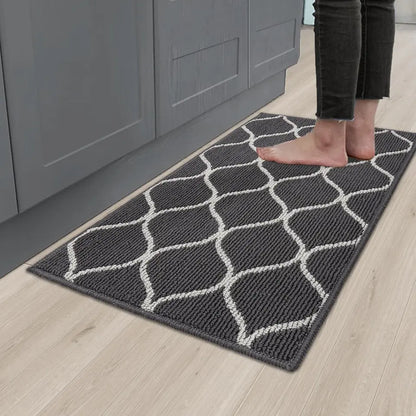 20x32 Grey Simple Trellis Kitchen Floor Mats