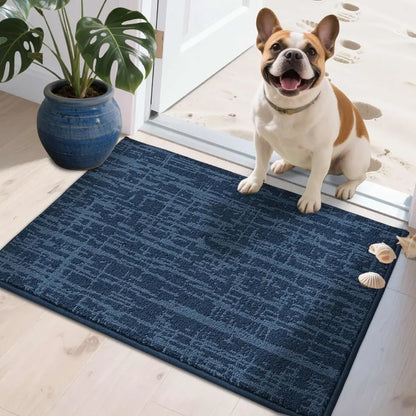 20x32 Navy Blue Abstract Carpet Front Door