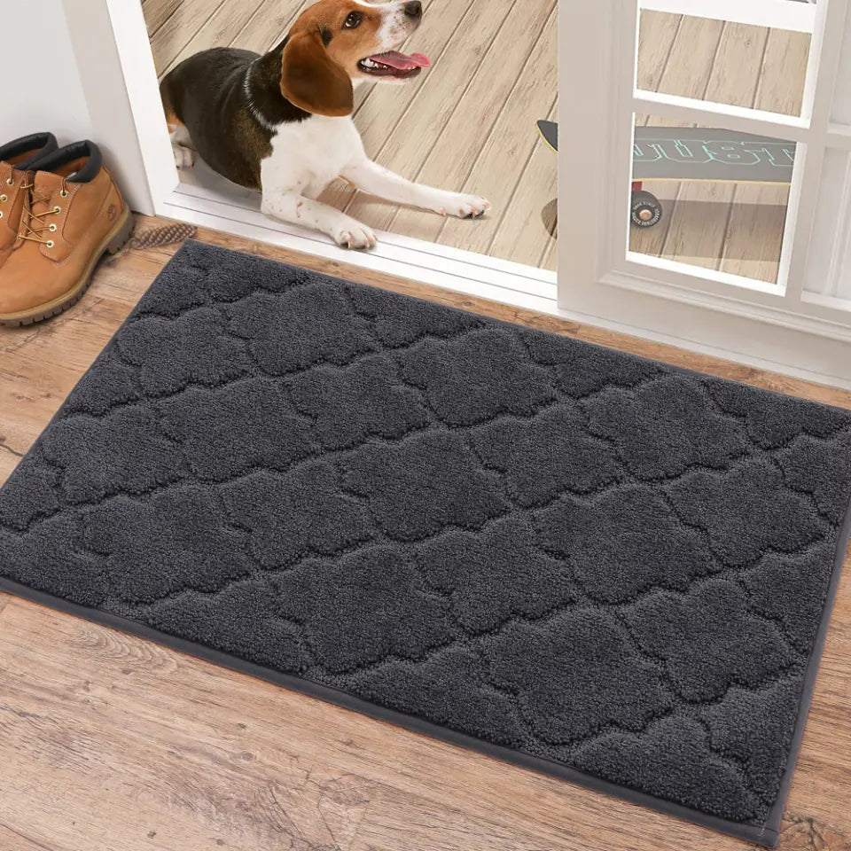 20x32 Small Dark Grey Trellis Door Rug Indoor