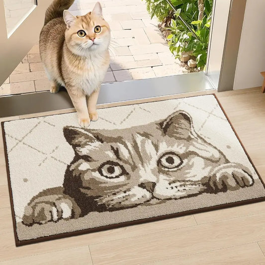 20x32 Taupe Cat Welcome Mat