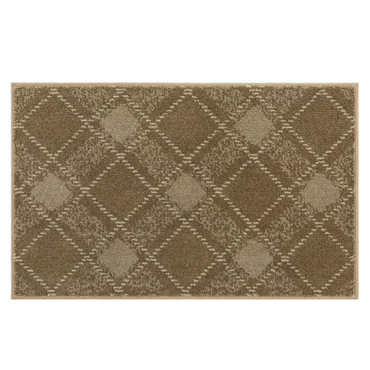 20x32 taupe rectangular rug with a diamond pattern on a white background