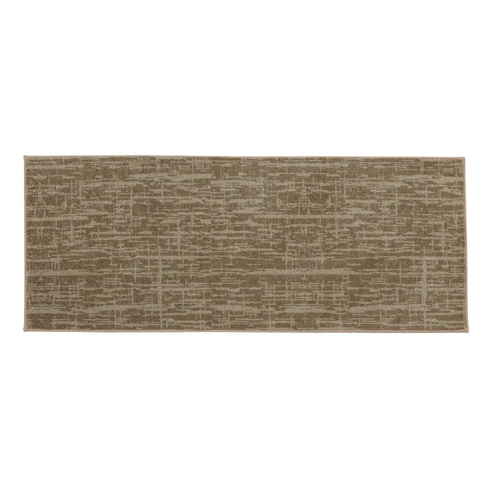 Rectangular beige door rug with a textured pattern on a white background