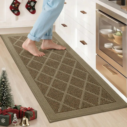 20x48 Beige Plain Diamond Kitchen Rugs