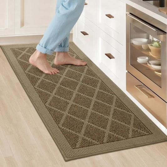 20x48 Beige Plain Diamond Kitchen Rugs