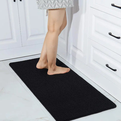 20x48 Black Plain Kitchen Rugs