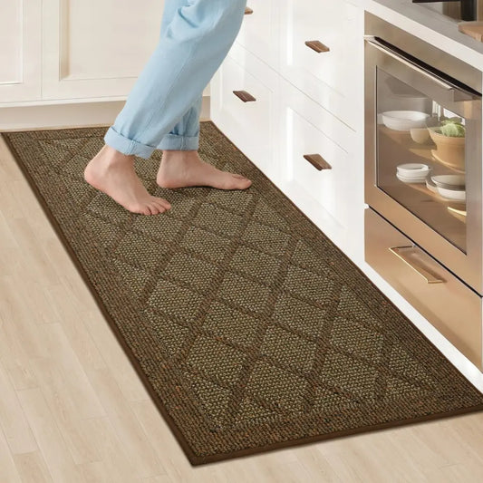 20x48 Brown Plain Diamond Kitchen Rugs