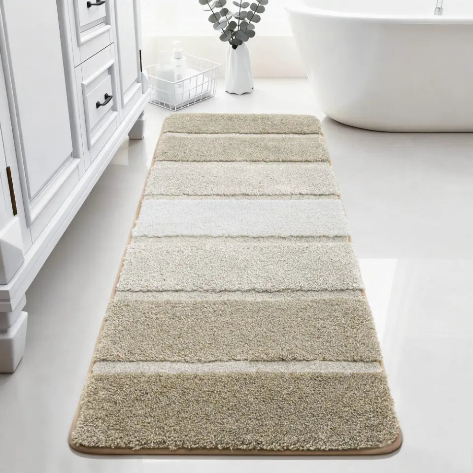 20x59 Beige Tone-on-Tone Ombre Square Bathroom Rug