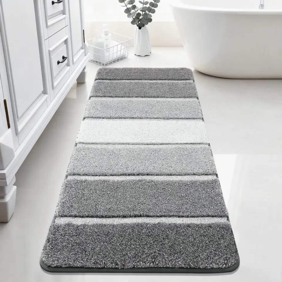 20x59 Grey Tone-on-Tone Ombre Square Bathroom Rug
