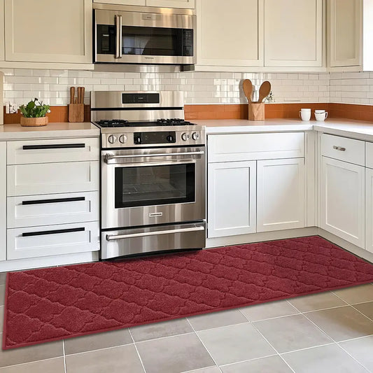 20x79 Trellis Kitchen Rug in Front of Oven
