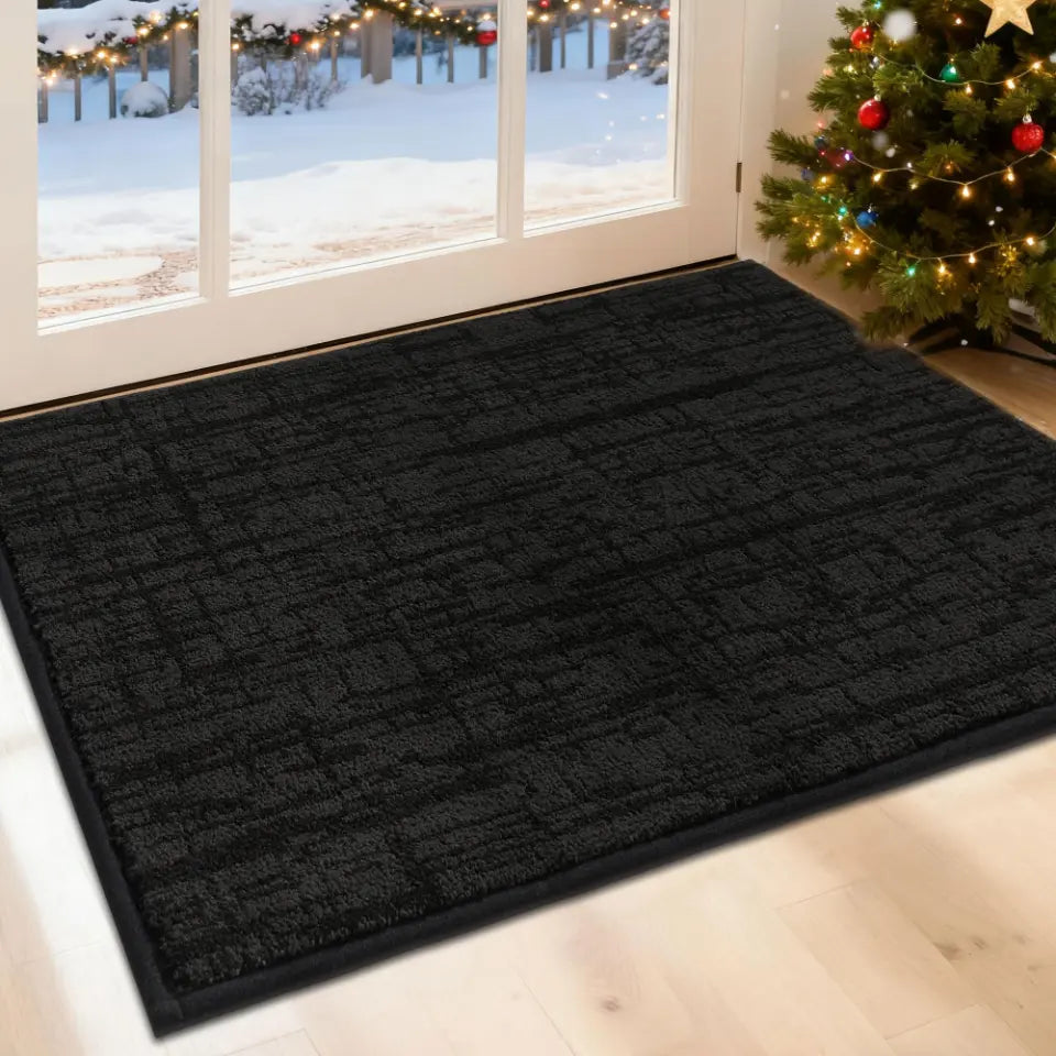 24X36 Black Abstract Carpet Front Door