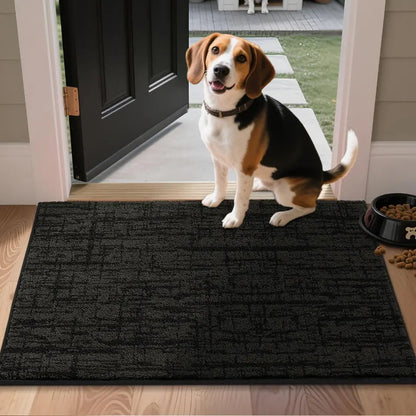 24X36 Black Abstract Carpet Front Door