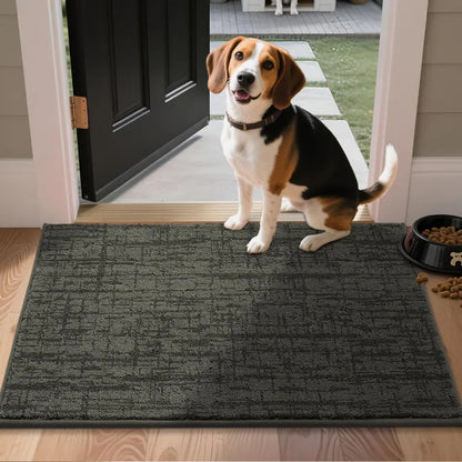 24X36 Dark Grey Abstract Carpet Front Door