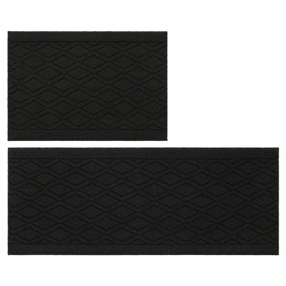 24x35 24x60 Black Wave Geometric Kitchen Mat