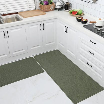 24x35 24x60 Green Plain Kitchen Rugs Set