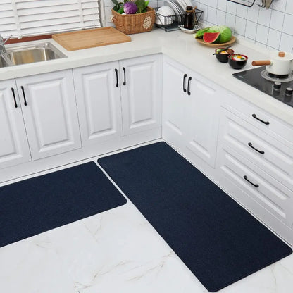 24x35 24x60 Navy Blue Plain Kitchen Rugs Set