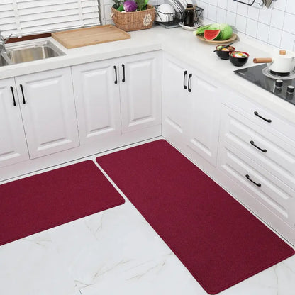 24x35 24x60 Red Plain Kitchen Rugs Set