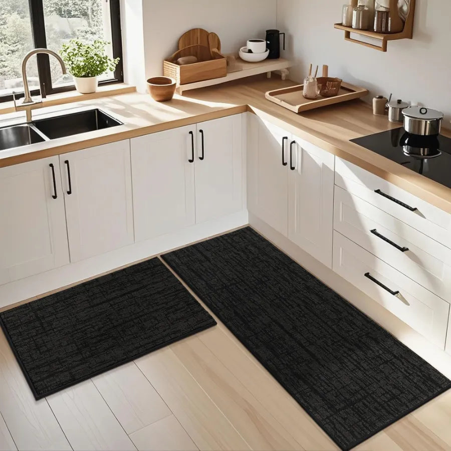 24x36 24x60 Black Abstract Kitchen Rugs Set for Kitchen Corner Use