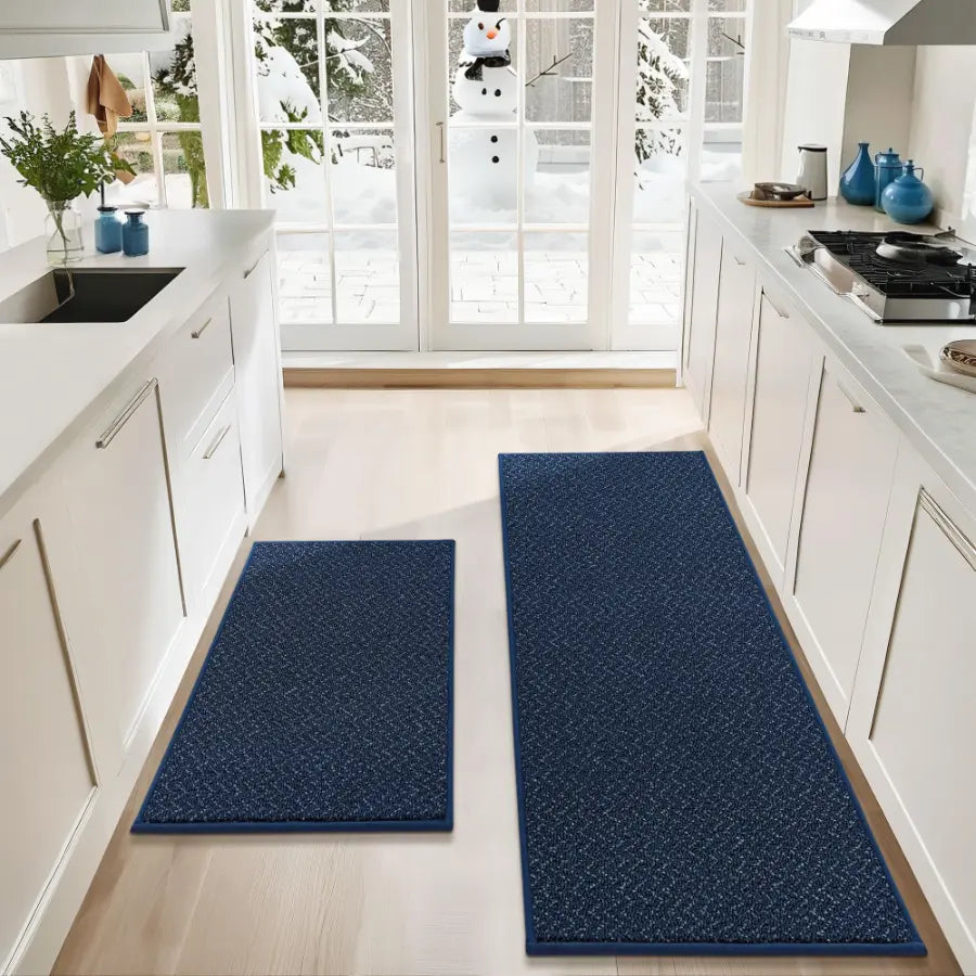 24x36 24x60 Blue Chevron Kitchen Rugs