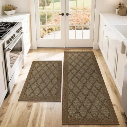 24x36 24x60 Brown Plain Diamond Kitchen Rugs