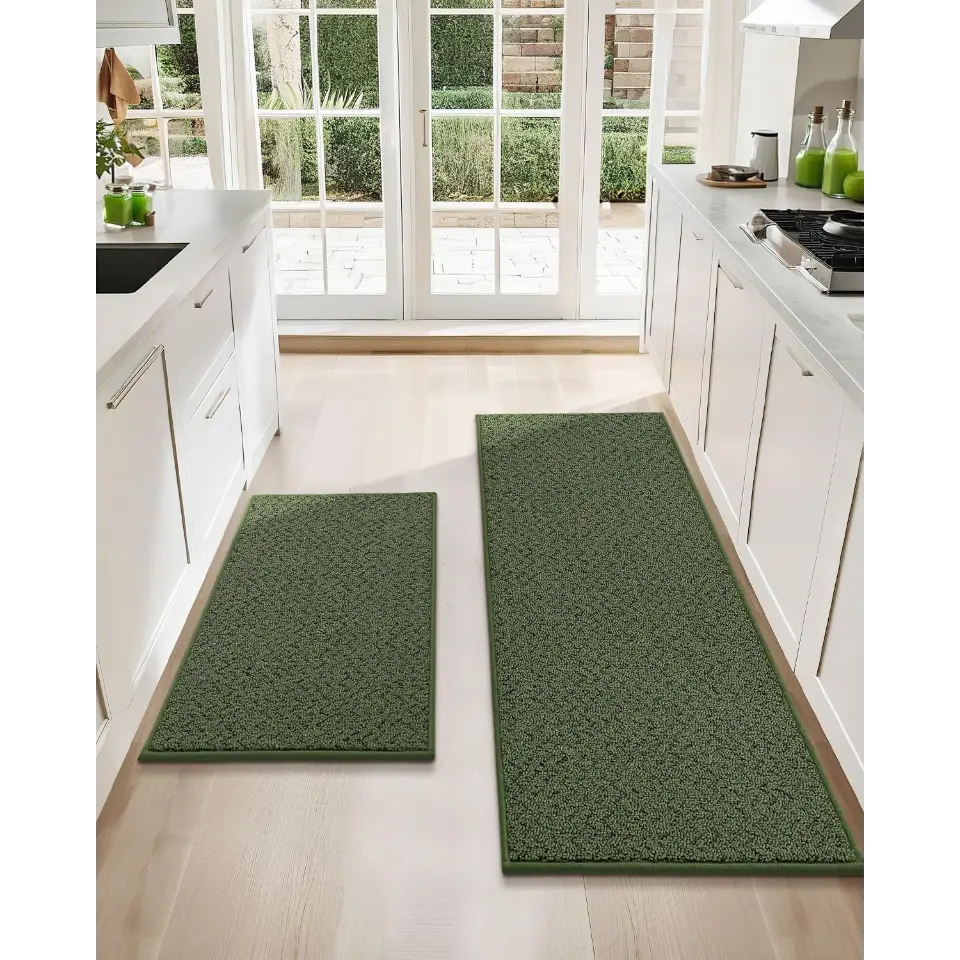 24x36 24x60 Green Chevron Kitchen Rugs