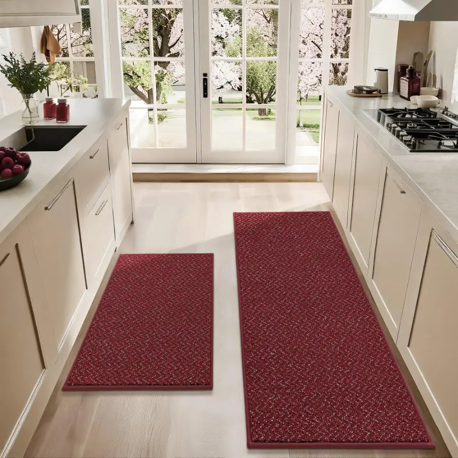 24x36 24x60 Red Chevron Kitchen Rugs