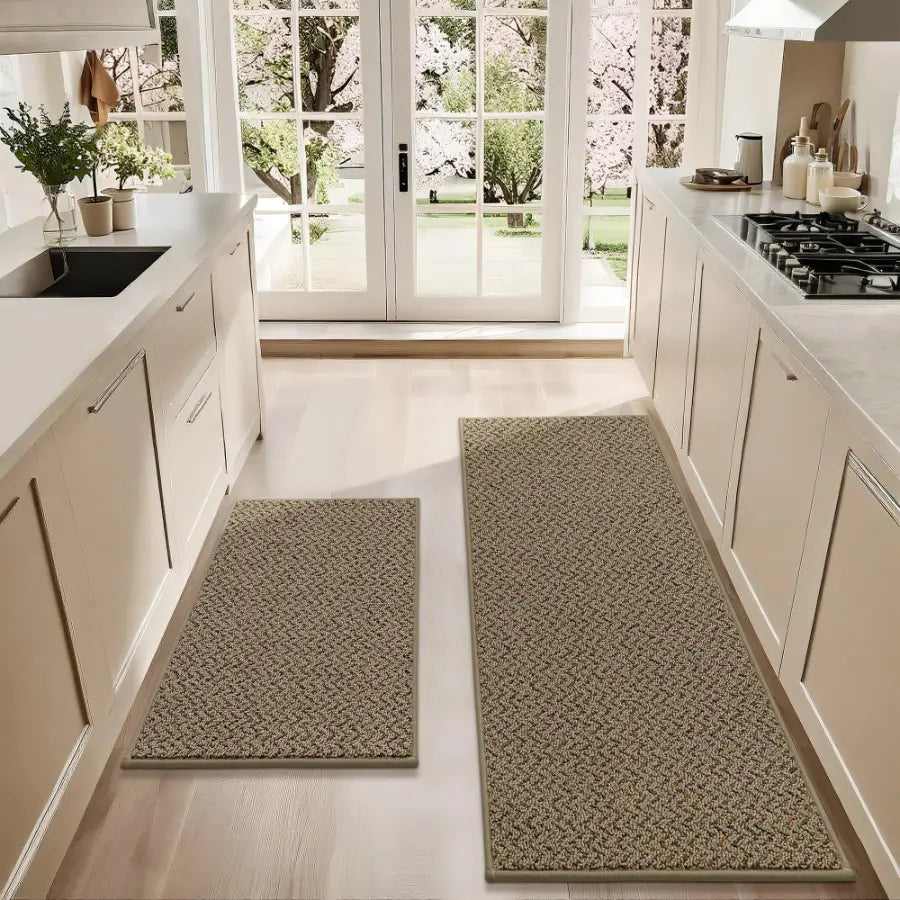 24x36 24x60 Taupe Chevron Kitchen Rugs