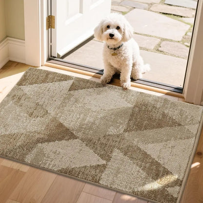 24x36 Beige Geometric Abstract Front Door Rugs Inside
