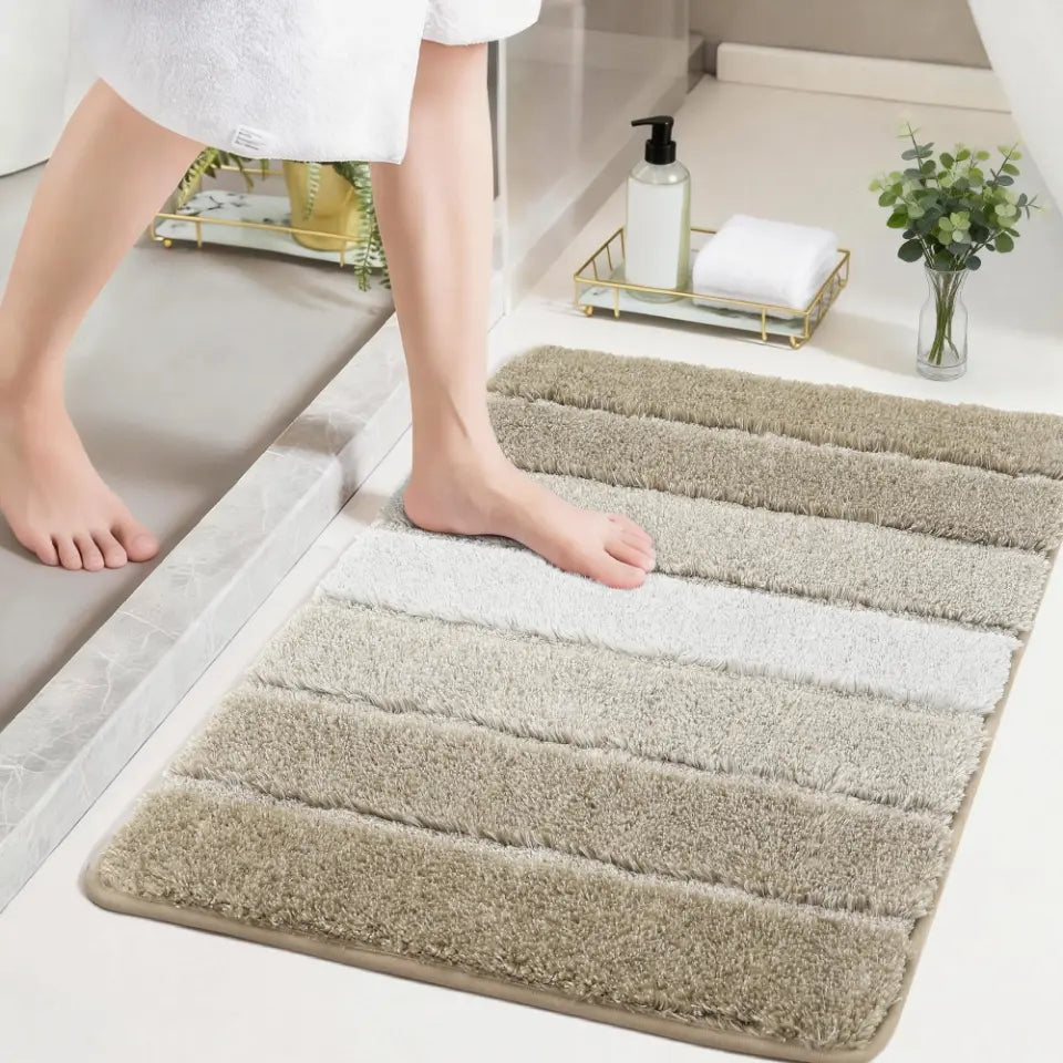 24x36 Beige Tone-on-Tone Ombre Square Bathroom Rug