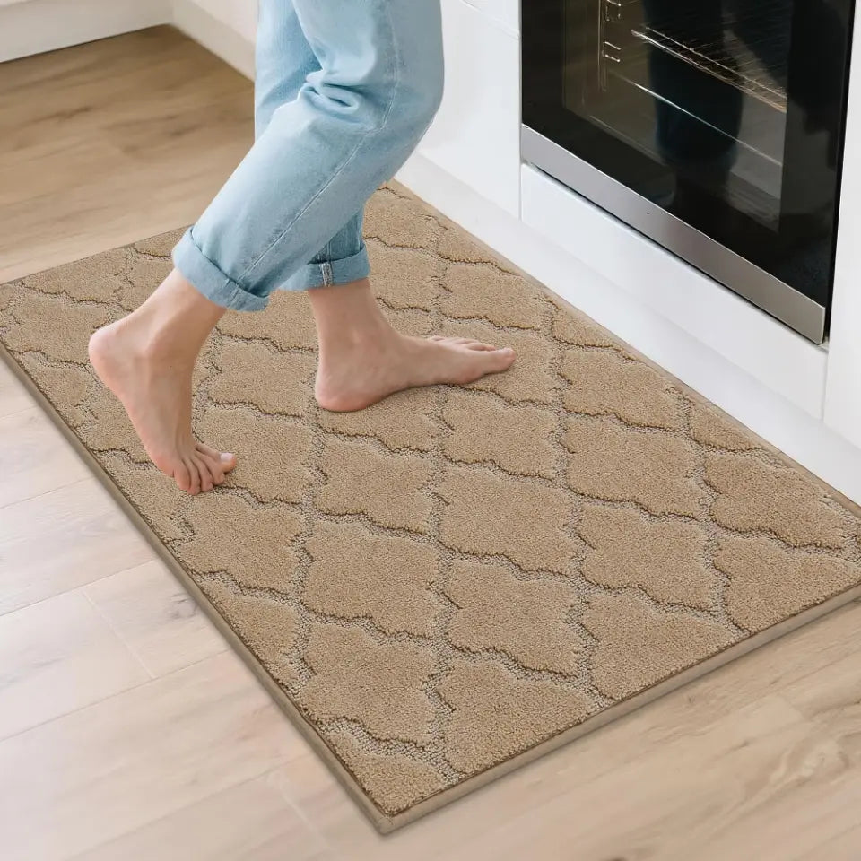 24x36 Beige Trellis Scatter Rugs for Kitchen