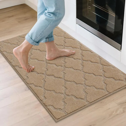 24x36 Beige Trellis Scatter Rugs for Kitchen