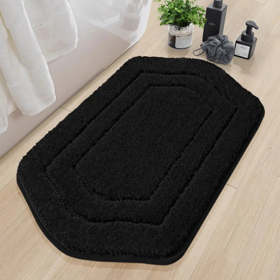 24x36 Black Oval Fluffy Bath Rug
