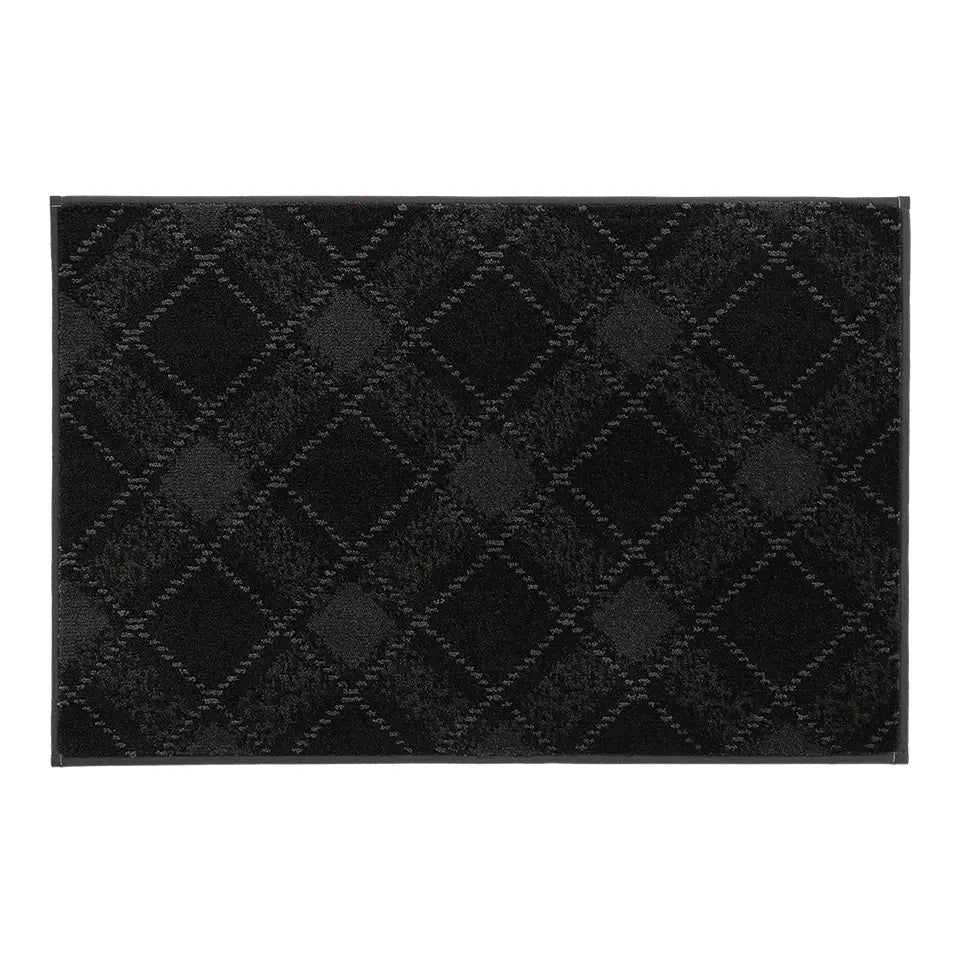 24x36 black doormat with a diamond pattern on a white background