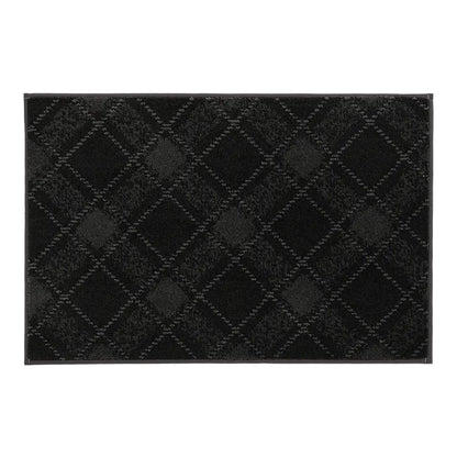 24x36 black doormat with a diamond pattern on a white background