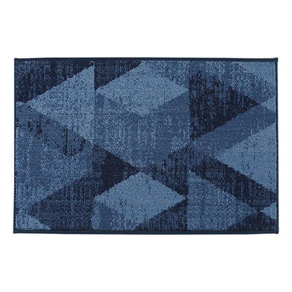 24x36 Blue Pattern of Geometric Abstract Front Door Rugs Inside