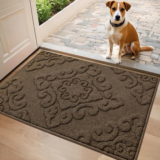 24x36 Brown Floral Elegant Door Mats used on Front Door