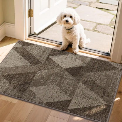 24x36 Brown Geometric Abstract Front Door Rugs Inside