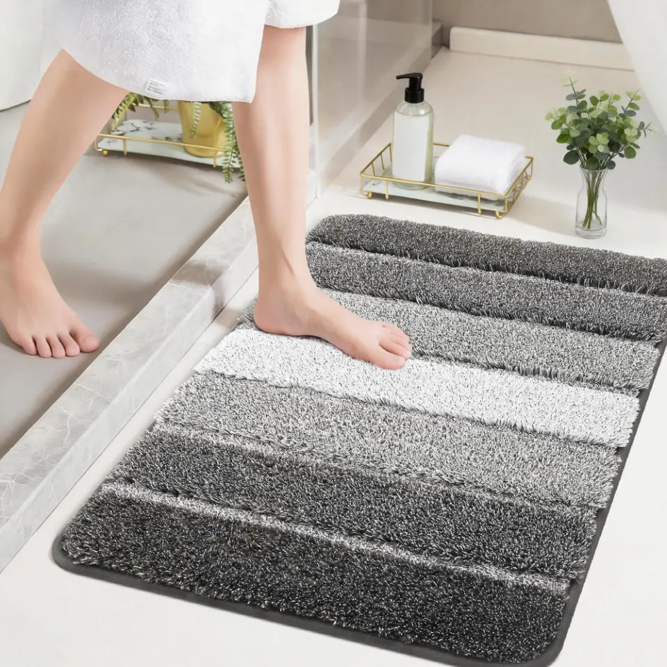 24x36 Dark Grey Tone-on-Tone Ombre Square Bathroom Rug