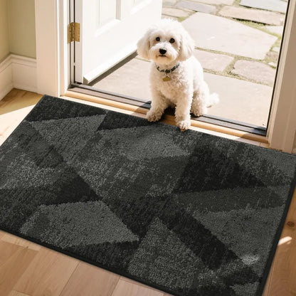 24x36 Dark Grey Geometric Abstract Front Door Rugs Inside