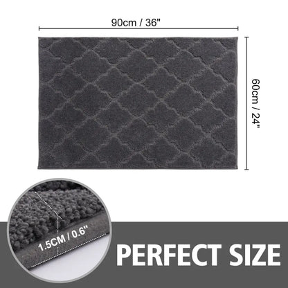 24x36 Dimensions of Middle Dark Grey Trellis Door Rug Indoor