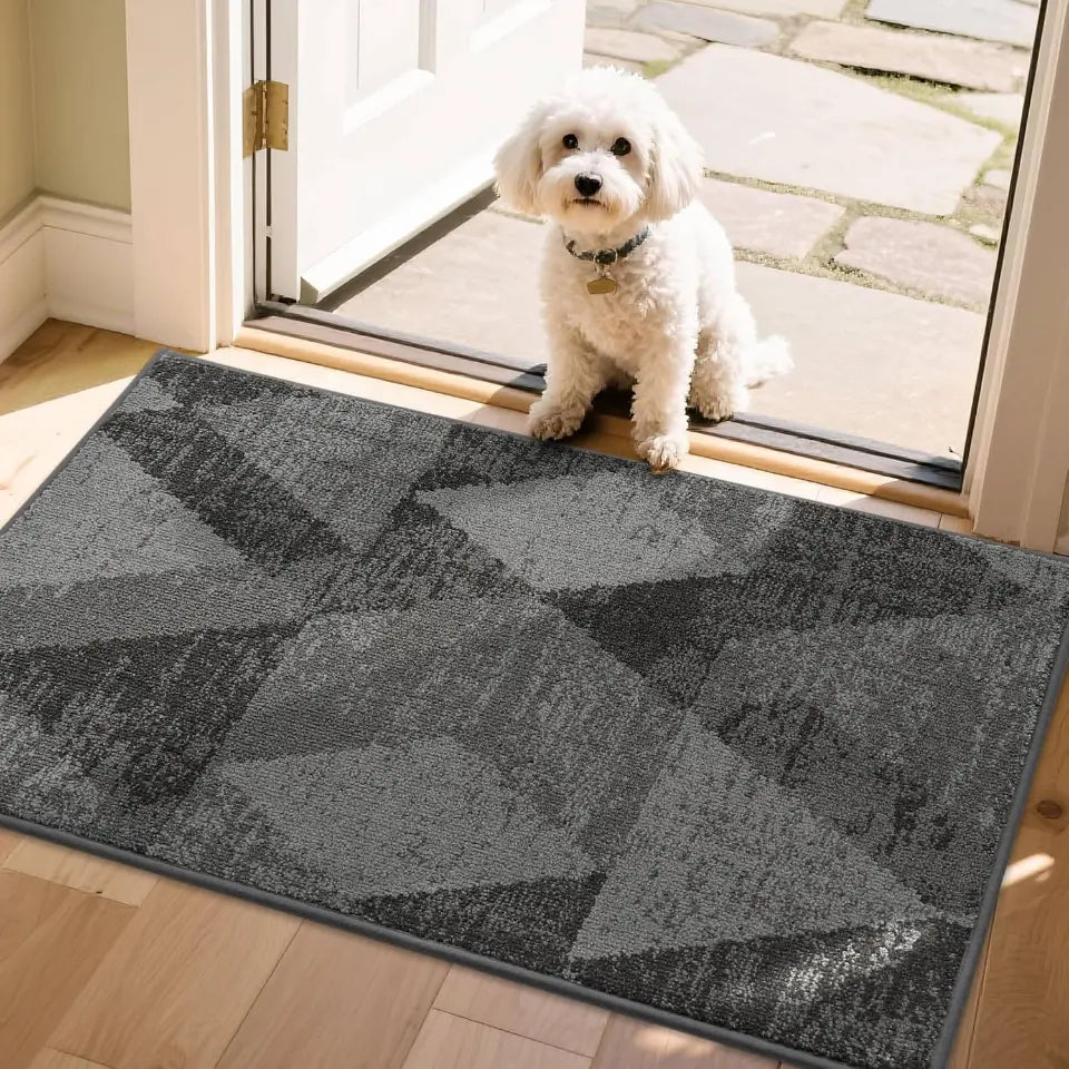 24x36 Grey Geometric Abstract Front Door Rugs Inside