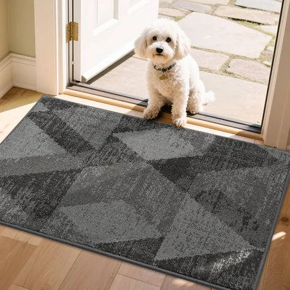24x36 Grey Geometric Abstract Front Door Rugs Inside