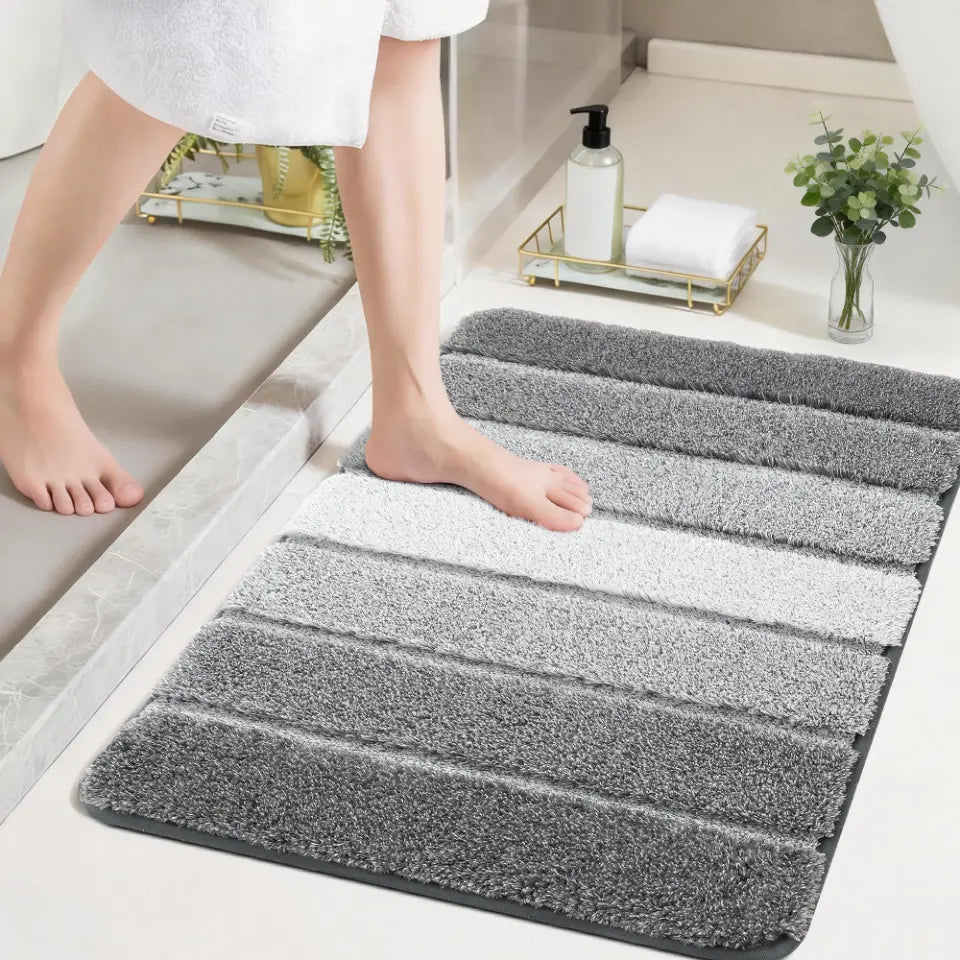 24x36 Grey Tone-on-Tone Ombre Square Bathroom Rug