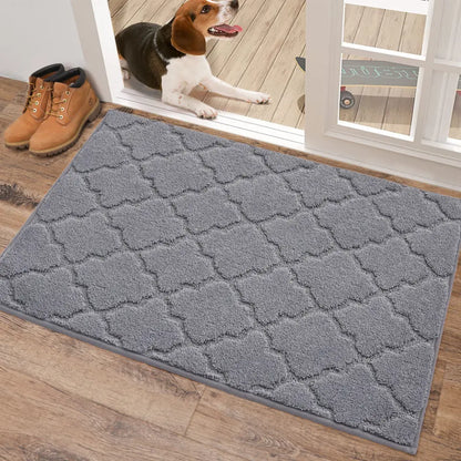 24x36 Middle Grey Trellis Door Rug Indoor
