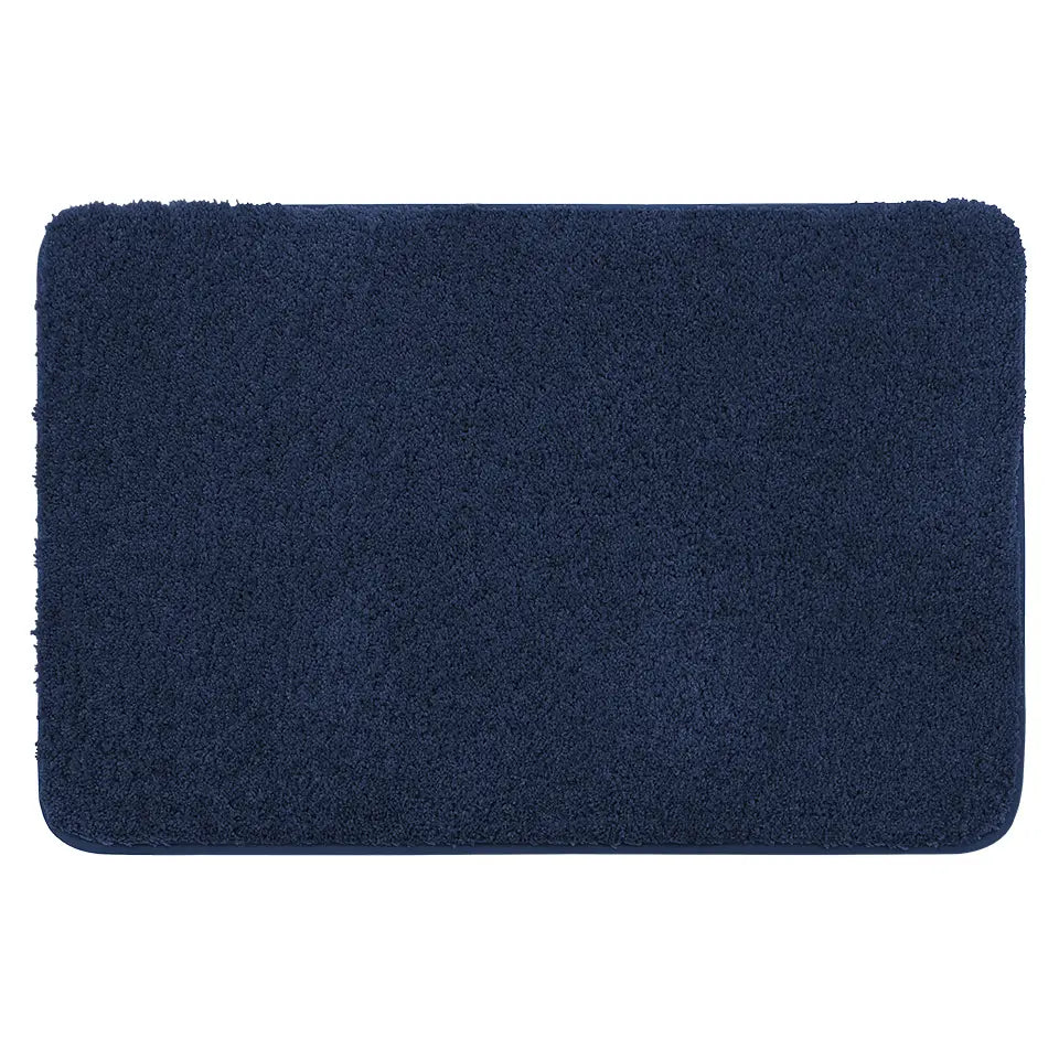 Navy blue bath mat on a white background