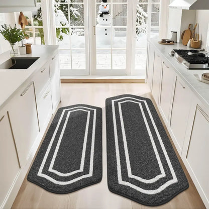 24x48 24x59 Black Long Oval Washable Kitchen Rugs