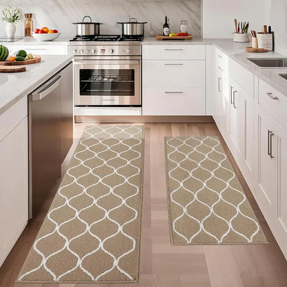 24x48 24x71 Beige Simple Trellis Kitchen Floor Mats