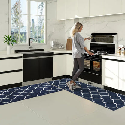 24x48 24x71 Blue Simple Trellis Kitchen Floor Mats