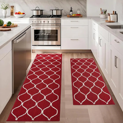 24x48 24x71 Red Simple Trellis Kitchen Floor Mats