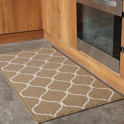 24x48 Beige Simple Trellis Kitchen Floor Mats